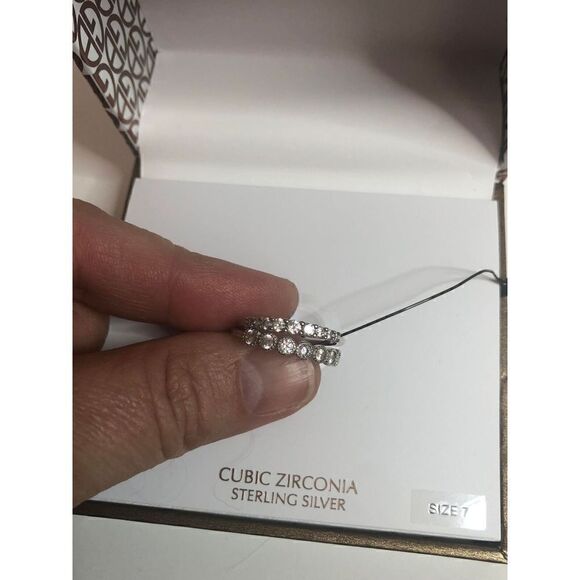 388 Giani Bernini Sterling silver 925 lot of 2 CZ millgrain rings sz 7 - Picture 1 of 3